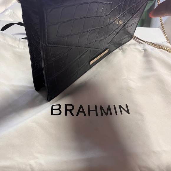 New BRAHMIN Blue LEATHER crossbody purse / handbag with strap - NWOT - Picture 8 of 8